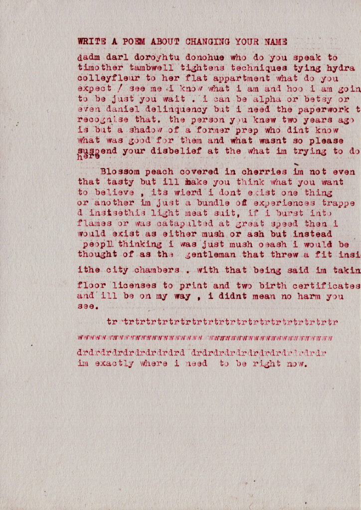 A short poem about changing your name
