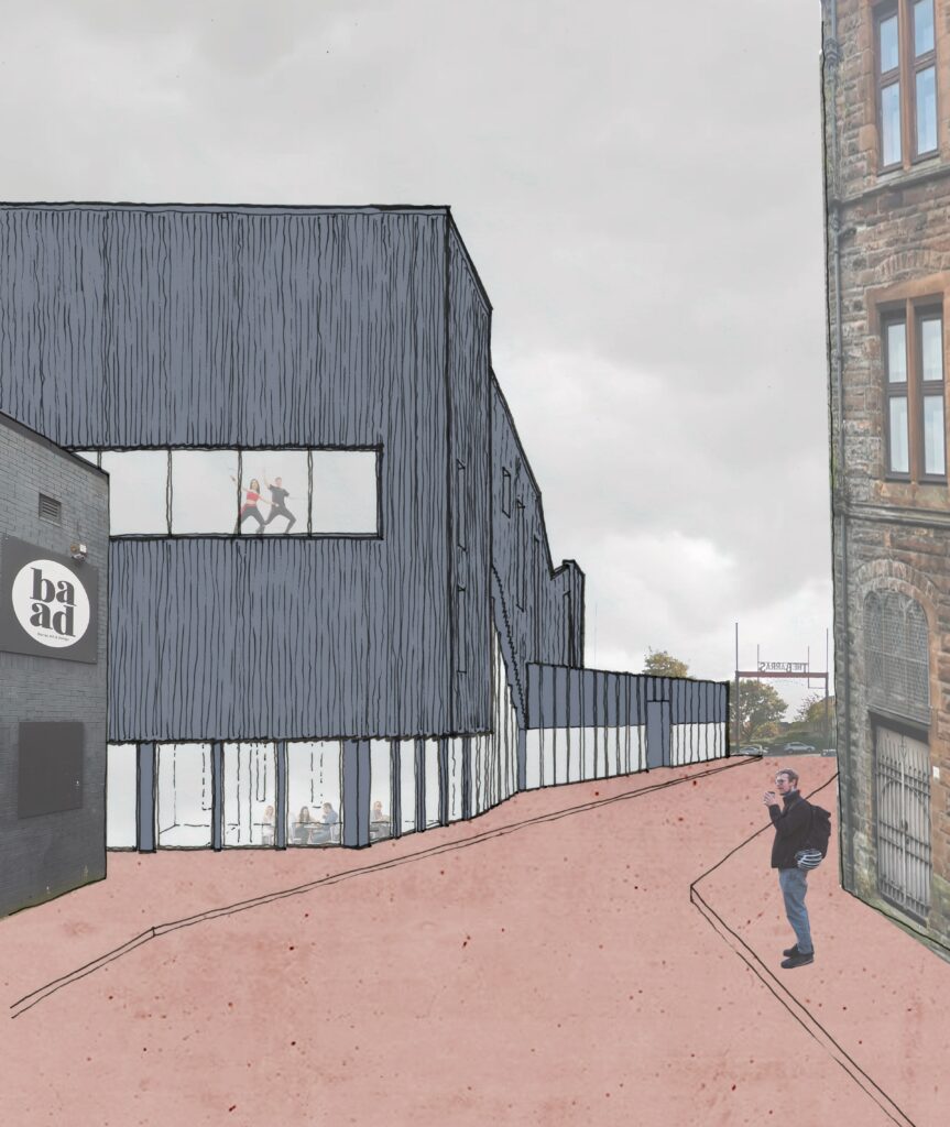 View East towards Rehearsal Studio and Terrace