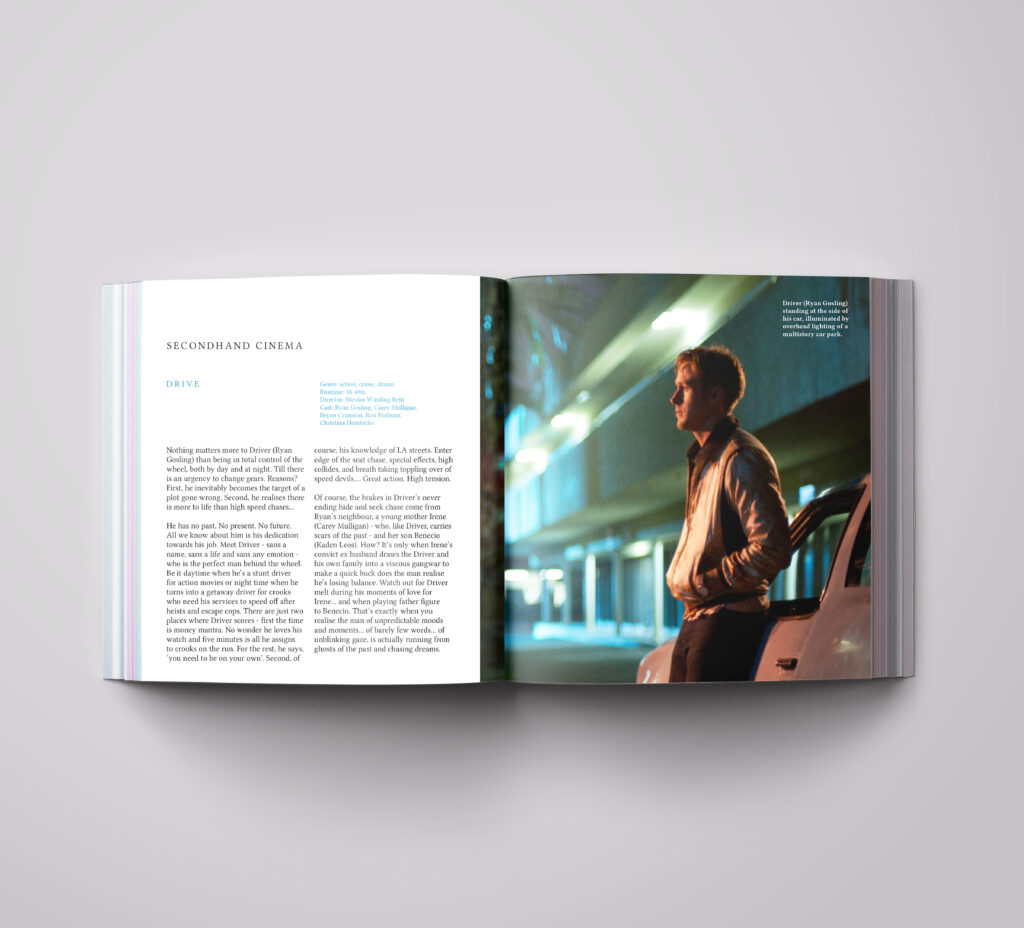 mockup spread, second page of the second hand cinema.