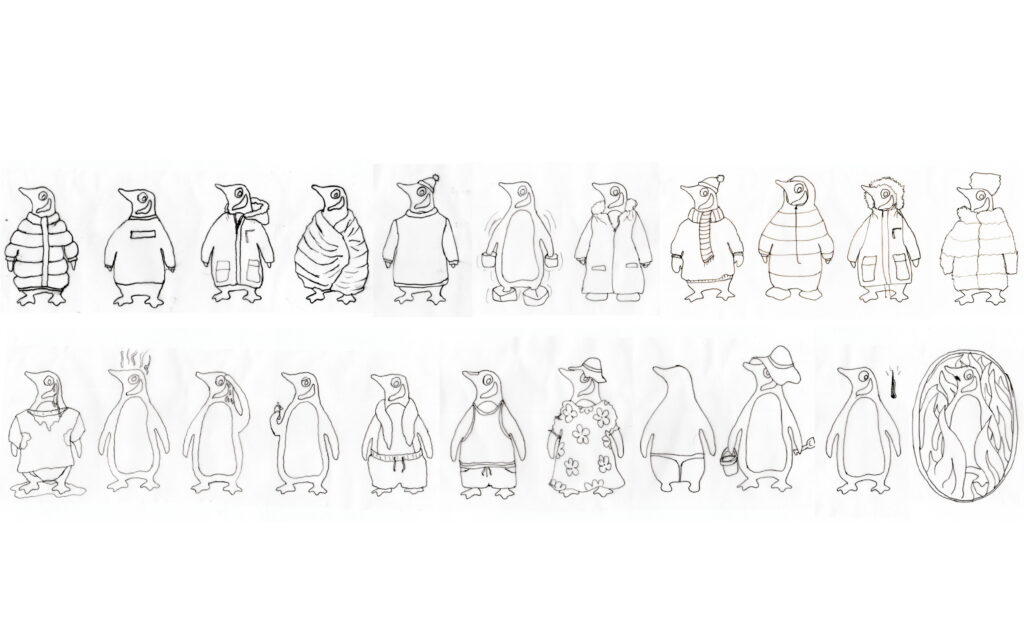 hand drawn scanned in penguin drawings